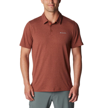 Columbia Mens Tech Trail Polo Auburn Heather Medium